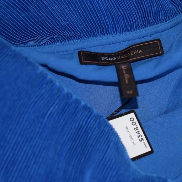 💕SALE BCBGMAXAZRIA Blue One Shoulder Ruffle Dress - Picture 8 of 11